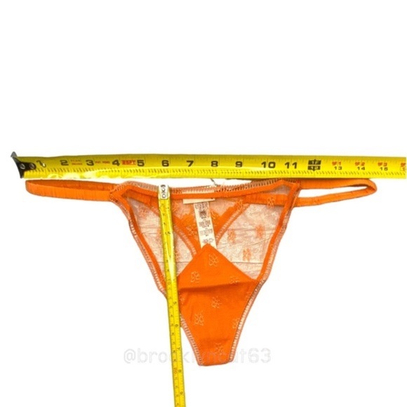 LA PERLA LACE THONG FLORAL LACE THONG ORANGE L - Picture 7 of 12
